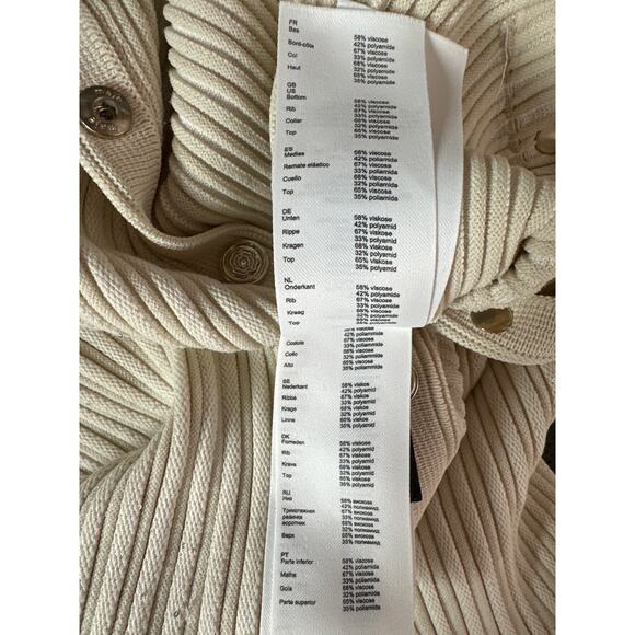Maje Sequin Knit Midi Dress Ribbed Button-Front Off White 36 US 2-4 - Picture 10 of 11
